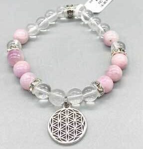 8mm Quartz/ Kunzite flower of life