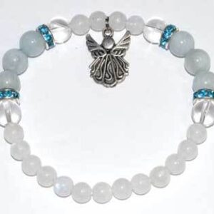 8mm Rainbow Moonstone & Aquamarine/ Angel