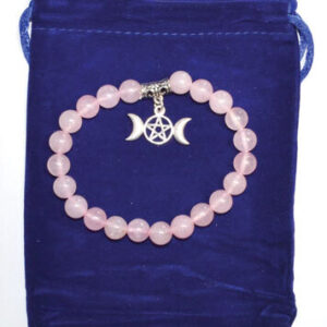 8mm Rose Quartz & Triple Moon bracelet