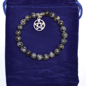 8mm Larvikite & Pentagram bracelet