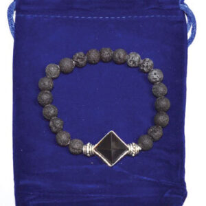 8mm Lava & Black Agate Pyramid bracelet