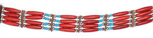 4 Line Red Beaded Bone Choker