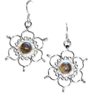 1.25″ Lotus labradorite earrings