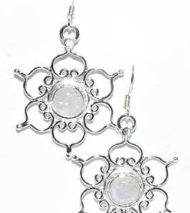 1.25″ Lotus rainbow moonstone earrings