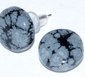 Snowflake obsidian stud earrings