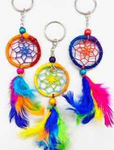 (set of 6) 2″ Rainbow dreamcatcher keychain