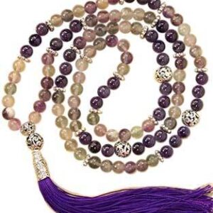 Fluorite & Amethyst Ball elastic mala