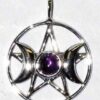 3/4″ Triple Goddess Pentagram Amethyst sterling 3/4″ Triple Goddess Pentagram Amethyst sterling