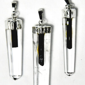 Quartz w tourmaline pendant