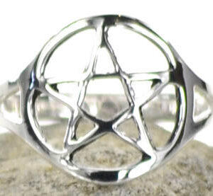 silver plated brass Pentagram ring size 7