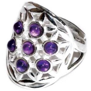 20mm Flower of Life Amethyst adjustable ring
