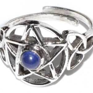 Pentacle lapis adjustable ring