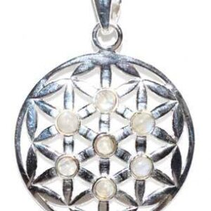 30mm Flower of Life rainbow moonstone pendant