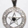 Pentacle black obsidian pendant
