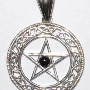 Pentacle black obsidian pendant