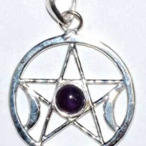 Pentacle moon amethyst pendant