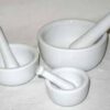 Set of 3 White Ceramic Mortars and Pestles Set of 3 White Ceramic Mortars and Pestles