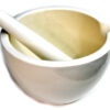 9″ Mortar/Pestle white ceramic 9″ Mortar/Pestle white ceramic