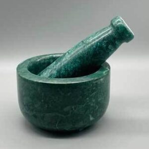 4″ dia X 2.5″ Green Marble mortar & pestle set