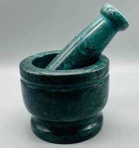 4″ dia X 3″ Green Marble mortar & pestle set