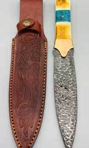 12″ Flint Spear Damascus athame bone handle