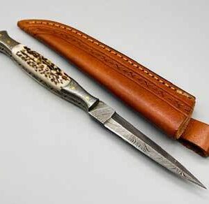 8 1/2″ Slim Stag Damascus athame