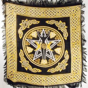 Pentagram Goddess altar cloth 18″ x 18″