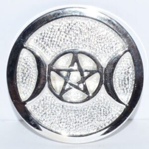 Silver Plated Brass Triple Moon altar tile 3 1/2″