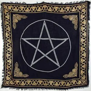 Gold Bordered Pentagram altar cloth 36″ x 36″