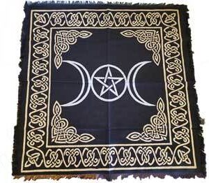 Triple Moon Pentagram altar cloth 24″ x 24″
