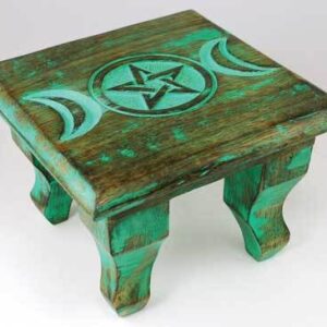 Antiqued Triple Moon altar table 6″