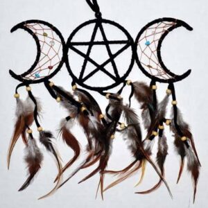 3 1/2″ x 9″ Black Triple Moon dream catcher