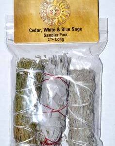Cedar, White & Blue Sage smudge stick 3-Pack 4″