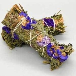 4″ Cedar & Purple Sinuata smudge stick