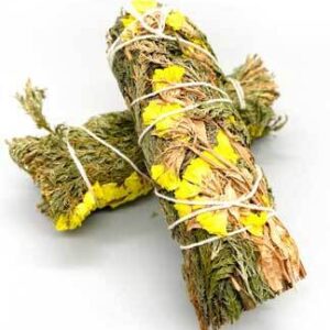 4″ Cedar & Yellow Sinuata smudge stick