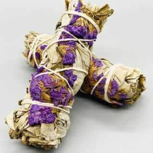4″ White Sage & Purple Sinuata smudge stick
