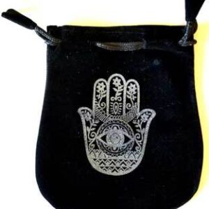 Hand of Compassion Velveteen Black Bag  5″
