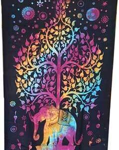 54″ x 86″ Elephant Tree tapestry (tie dye)