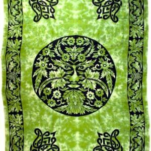 Green and Black Green Man Tapestry 72″ x 108″